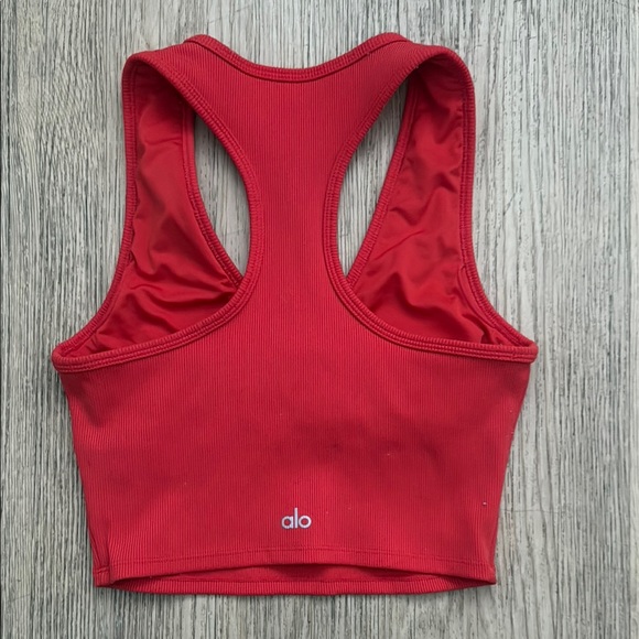 ALO Yoga Scarlet Ribbed Racerback Top - Picture 2 of 2